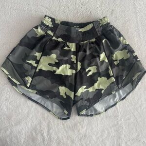lululemon athletica Camo Print Athletic Shorts - Black and Green